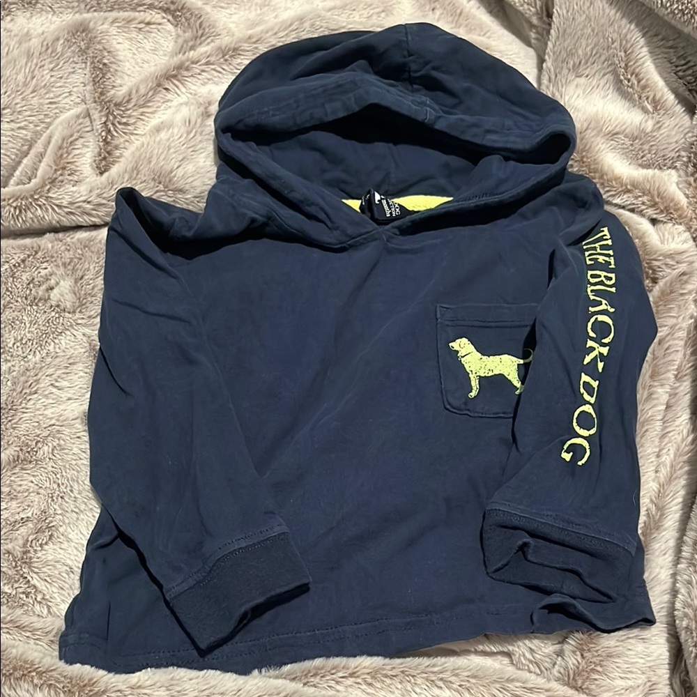 The Black Dog - Dark Blue Hoodie t shirt with Yellow Accents